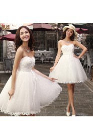 A-line Strapless Knee-length Prom / Evening Dress with Flower(s)