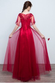 A-line Scoop Floor-length Prom / Evening Dress with Crystal