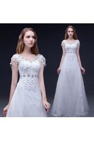 A-line Scoop Floor-length Prom / Evening Dress