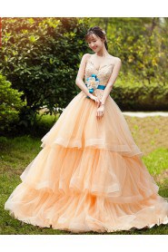 Ball Gown Straps Prom / Evening Dress with Flower(s)