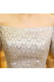A-line Off-the-shoulder Floor-length Prom / Evening Dress with Beading