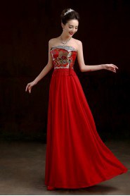 A-line Strapless Floor-length Prom / Evening Dress with Embroidery