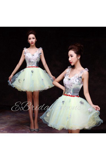 Ball Gown V-neck Short / Mini Prom / Evening Dress with Crystal