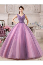 Ball Gown V-neck Prom / Evening Dress with Flower(s)