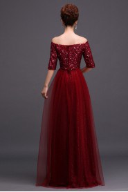 A-line Off-the-shoulder Floor-length Prom / Evening Dress with Beading