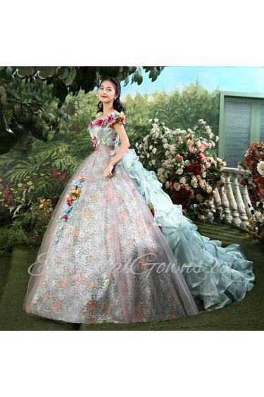 Ball Gown Off-the-shoulder Prom / Evening Dress with Flower(s)