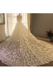 A-line Off-the-shoulder Half Sleeve Wedding Dress