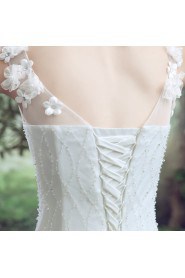 A-line V-neck Sleeveless Wedding Dress with Flower(s)