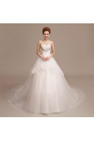 Ball Gown Strapless Sleeveless Wedding Dress with Crystal