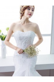Trumpet / Mermaid Strapless Sleeveless Wedding Dress with Flower(s)