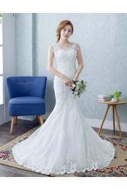 Trumpet / Mermaid Scoop Sleeveless Wedding Dress with Flower(s)