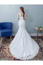 Trumpet / Mermaid Scoop Sleeveless Wedding Dress with Flower(s)