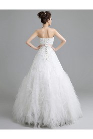 A-line Strapless Sleeveless Wedding Dress with Pearl