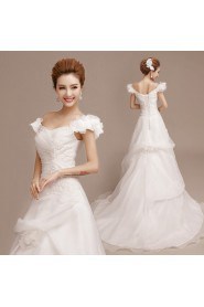 A-line Off-the-shoulder Wedding Dress with Flower(s)