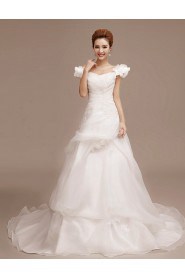 A-line Off-the-shoulder Wedding Dress with Flower(s)