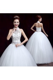 Ball Gown Halter Sleeveless Wedding Dress with Crystal