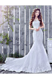 Trumpet / Mermaid Off-the-shoulder Wedding Dress with Crystal