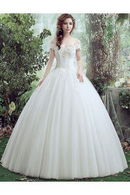 Ball Gown Off-the-shoulder Sleeveless Wedding Dress with Flower(s)