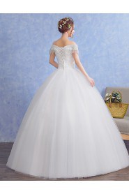 Ball Gown Off-the-shoulder Wedding Dress with Pearl