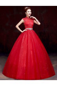Ball Gown High Neck Sleeveless Wedding Dress with Crystal