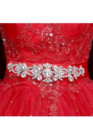 Ball Gown High Neck Sleeveless Wedding Dress with Crystal
