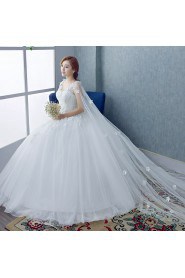 Ball Gown V-neck Sleeveless Wedding Dress with Flower(s)