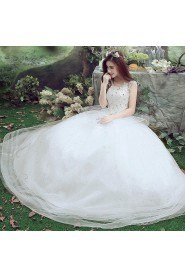 Ball Gown Scoop Sleeveless Wedding Dress with Crystal