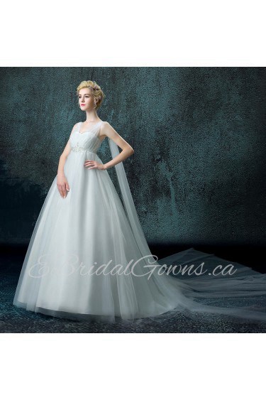 A-line V-neck Organza Wedding Dress