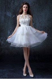 A-line Jewel Short / Mini Prom / Evening Dress