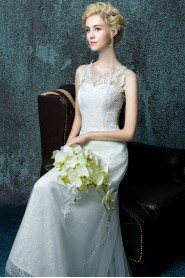 A-line Scoop Organza Wedding Dress
