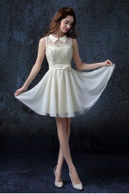 A-line Jewel Knee-length Wedding Dress