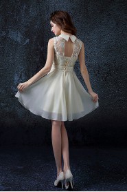A-line Jewel Knee-length Wedding Dress