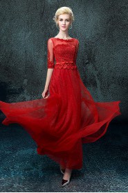 A-line Scoop Floor-length Prom / Evening Dress