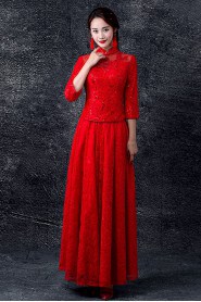A-line High Neck Ankle-length Prom / Evening Dress
