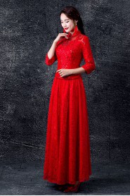 A-line High Neck Ankle-length Prom / Evening Dress