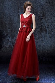 A-line V-neck Ankle-length Prom / Evening Dress