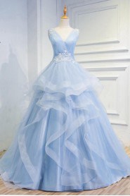 Ball Gown V-neck Lace Quinceanera Dress