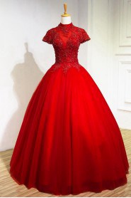 Ball Gown High Neck Lace Prom / Evening Dress