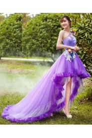 Ball Gown One Shoulder Tulle,Satin Prom / Evening Dress