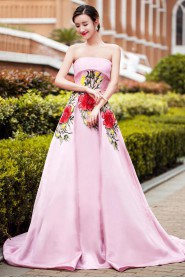 A-line Strapless Satin Prom / Evening Dress