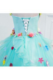 Ball Gown Strapless Tulle,Satin Quinceanera Dress