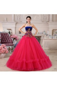Ball Gown Strapless Tulle,Satin Prom / Evening Dress
