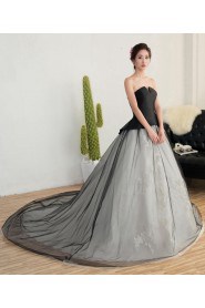 A-line Strapless Tulle,Satin Quinceanera Dress