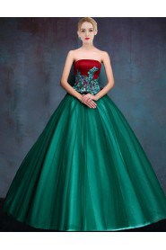 Ball Gown Strapless Tulle,Satin Quinceanera Dress