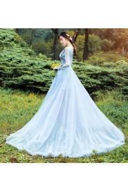 A-line Scoop Tulle,Satin Quinceanera Dress