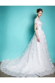 A-line Scoop Lace Wedding Dress