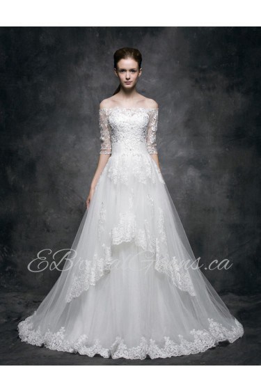 A-line Off-the-shoulder Lace Wedding Dress