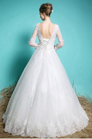 Ball Gown V-neck Lace Wedding Dress
