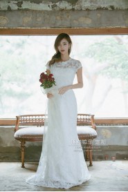 Trumpet / Mermaid Jewel Lace Wedding Dress
