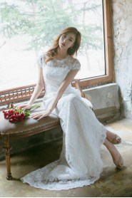 Trumpet / Mermaid Jewel Lace Wedding Dress